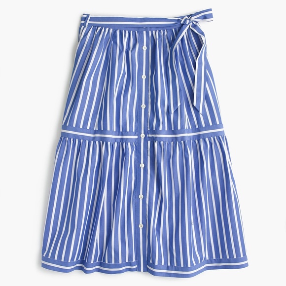 NWT J. Crew blue and white stripe skirt - Picture 2 of 7